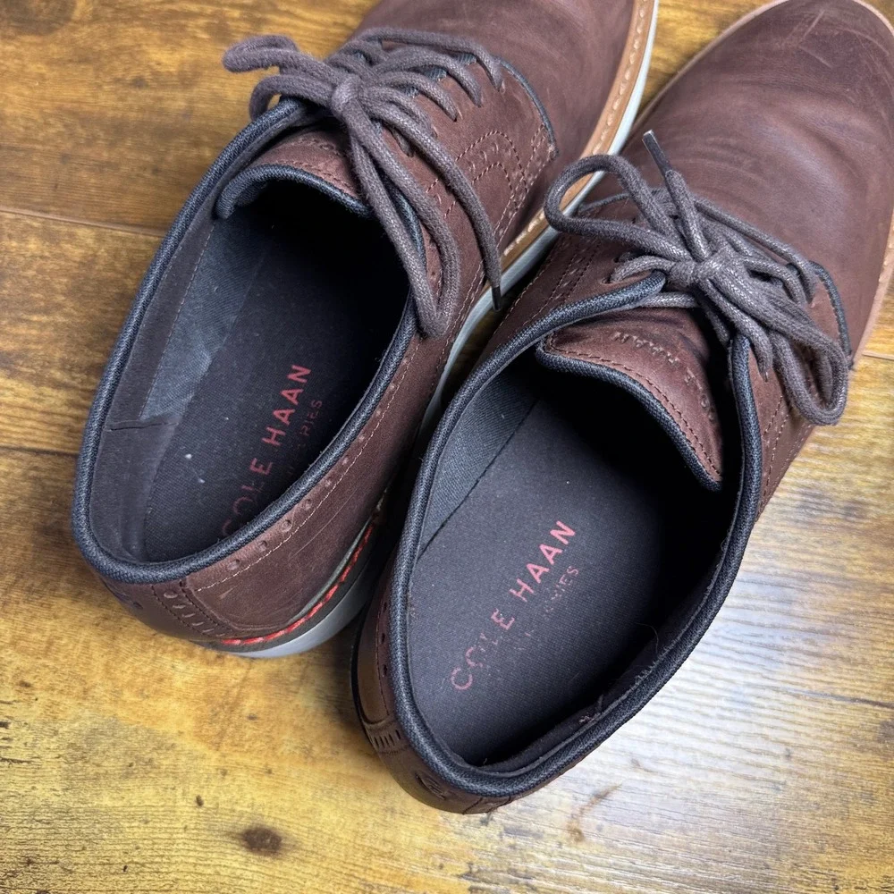 Cole Haan Grand Series C35083 Brown Leather Oxford Wingtip Shoes Mens 10.5M